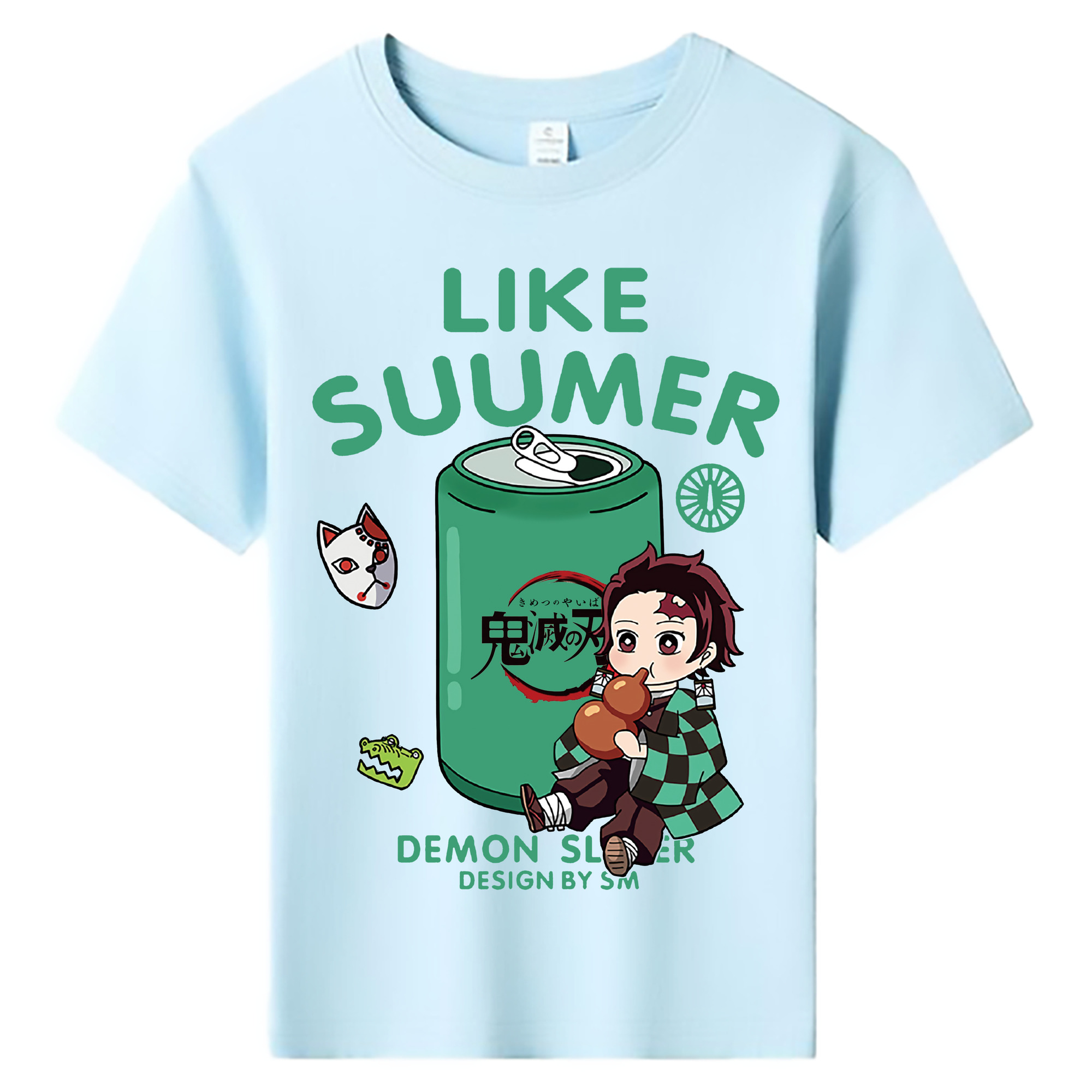 （画像用） 鬼滅の刃 竈門 炭治郎／かまど たんじろう Kamado Tanjirou 綿100％キッズTシャツ（フロントプリント）
